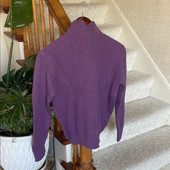 Filipino De Laurentiis Extra Fine Merino Wool Purple Mock Neck Sweater - Picture 1 of 9